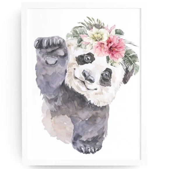 Watercolor Floral Panda Wall Art Illustration Print Poster Card Unframed - Picture 8 of 8